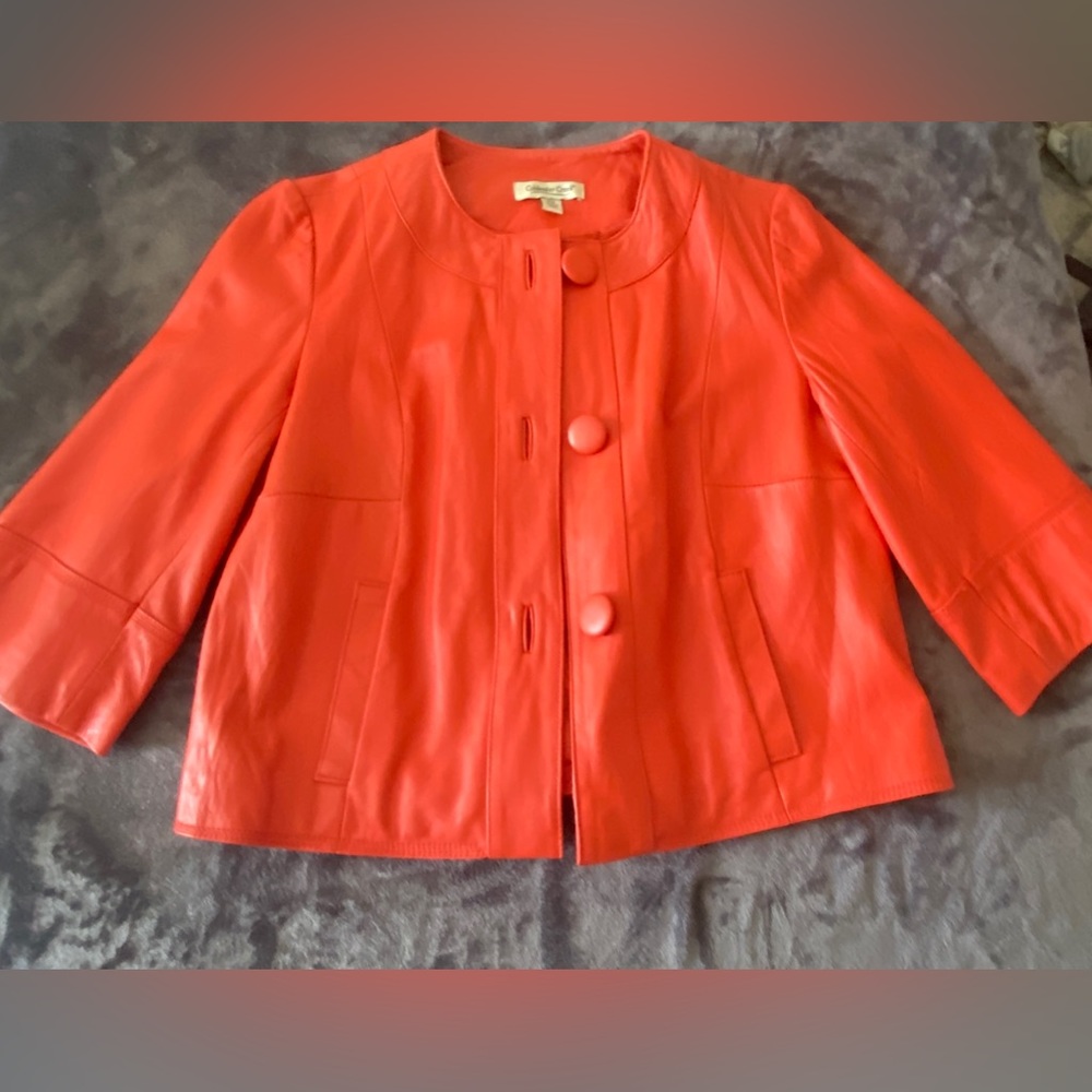 Vintage Coldwater Creek Orange Genuine Leather Jacket